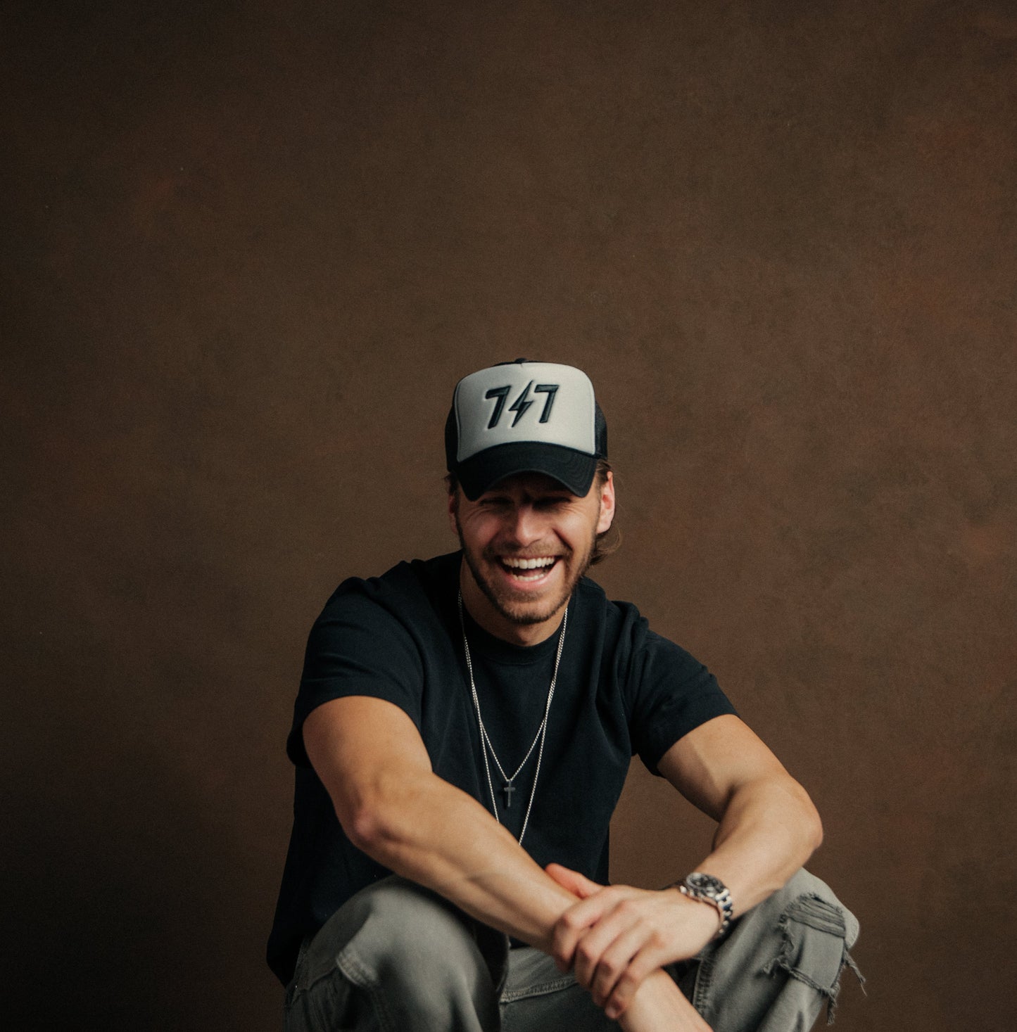 717 Otto 5 Panel Trucker Hat (Blk/Gray/Blk)