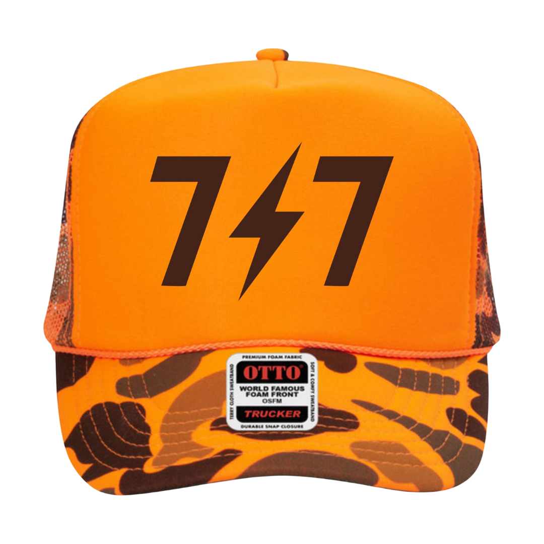 717 Otto 5 Panel Trucker Hat (Orange Camo)